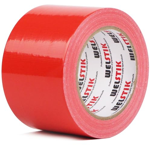 WELSTIK Ruban adhésif de qualité professionnelle, tissu imperméable, ruban coloré pour réparation, bricolage, artisanat, 75 mm x 41 m, rouge