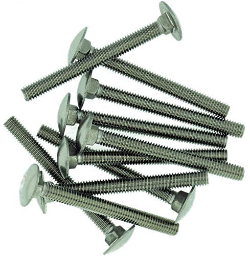 M8 (8 mm x 55 mm) Vierkantschlittenschraube (Vollgewinde), Edelstahl (A2), 10 Stück