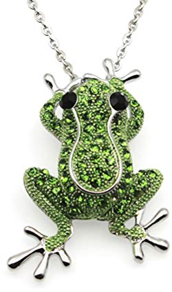 Mode Kristall Frosch Brosche Pin mit Verstellbaren Silberkette Frosch Anhänger Halskette Brosche Pin Statement Schmuck für Damen Frauen Mädchen Hochzeit Brautjungfer