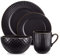 Tower T867002BLK Empire 16 Piece Dinnerware Set, Stoneware, Black and Brass
