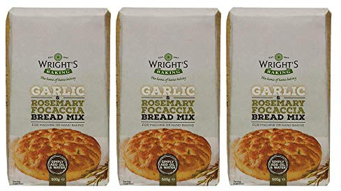 Wright's Baking Garlic & Rosemary Focaccia Bread Mix 500g (Pack of 3)