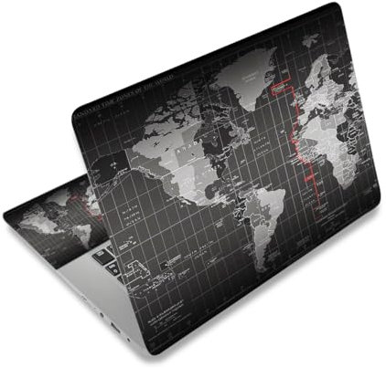 Laptop Haut Aufkleber Aufkleber, 12 13 13,3 14 15 15,4 15,6 Zoll Laptop Vinyl Haut Aufkleber Abdeckung Art Protector (Free 2 Wrist Pad enthalten), dekorative wasserdicht abnehmbar, Weltkarte