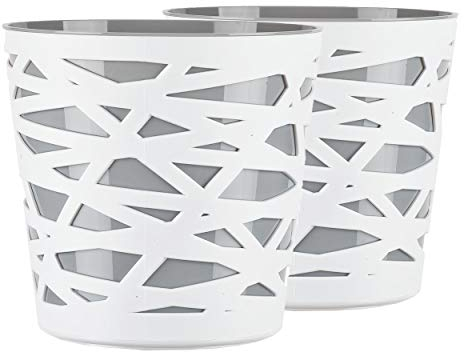 Tymar Blumentopf, 2er-Pack, runde Form, Übertopf (ø 15cm, Grau)
