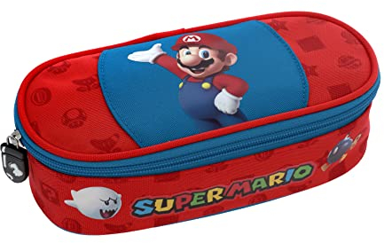 Franco Cosimo Panini - Trousse scolaire ovale organisée Super Mario, collection 2021/2022