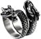 JewelryWe Schmuck Herren-Ring Drachen Edelstahl Drachenkörper Eröffnung Ringe mit Gravur Silber Hip hop Punk Größer 66