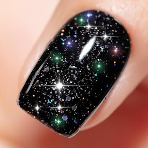 YTD Likomey UV Gellack Nagellack Gel,15ml Mehrfarbiger Schwarzer Glitzer Soak Off Farbgel Nagelgel Maniküre Farbe Gel Nail Polish,CS024