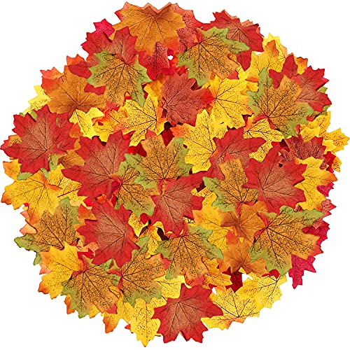 NITAIUN 200 Stück Künstliche Ahornblatt Herbst Farbige Ahornblätter Tischdeko Hochzeit Wandbild Türschild Party Erntedankfest Deko Für Halloween Zuhause Innen- und Außendekoration (200pcs)