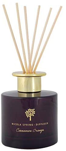 Nicola Spring Cinnamon & Orange Scented Reed Diffuser - 200ml - Aromatherapy 6 Sticks Air Freshener Home Fragrance Diffuser Fragrant Gift Set for Kitchen, Bathroom, Home