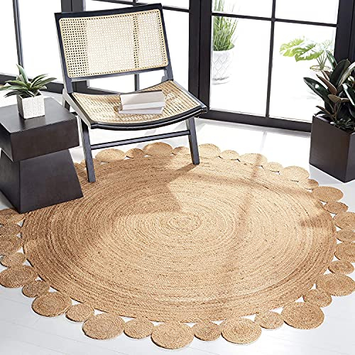 Teppich, Jute, Natur-Design, rund, handgefertigt, geflochten, wendbar, 300 x 300 cm