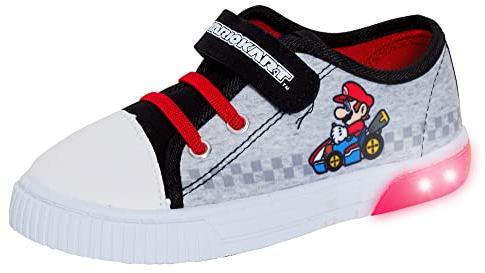 Super Mario Jungen Leuchtende Leinwandturnschuhe Kart Leinwand Pumps mit Blinklichtern, Weiß, 27 EU