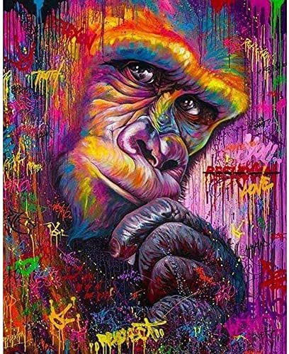 Fokenzary DIY Peinture par numéros Toile de peinture pour enfants ou adultes Débutant avec pinceaux et peintures acryliques sans cadre (40x50cm)