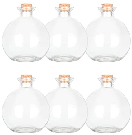 Magic Season Bouteille Décorative en Verre avec Bouchon en Liège (260 ml Bouteille de Potion / 6 Pièces)