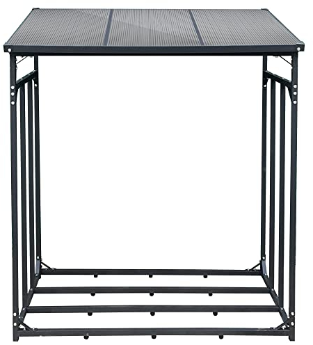 SCHMIDT security tools Kaminholzregal 143x70x145cm Aluminium Anthrazit Brennholzregal Holzstappelhilfe Holzunterstand 1,4 m³ Holz-Regal