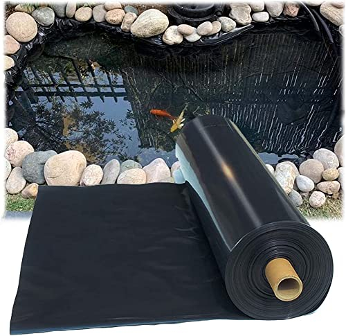 YOEBI HDPE Teichfolie 2X4m 3X6m 4X4m 5X5m 6X9m 8X10m, Schwarz Teichfolien, Flexibel Gartenteiche Dichtungsfolie Teichmembran Folie Für Fischteiche, Brunnen, Wassergarten Und Wasserfall,8 * 9m