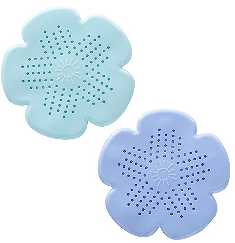 2 Pièce Filtre Evier Cuisine Silicone, Filtre à Cheveux Douche, Filtre à Bonde de Douche et Bain Forme de Fleur, Protection de Drain de Silicone, Avec Ventouse, Pour Coincer Cheveux et Saletés