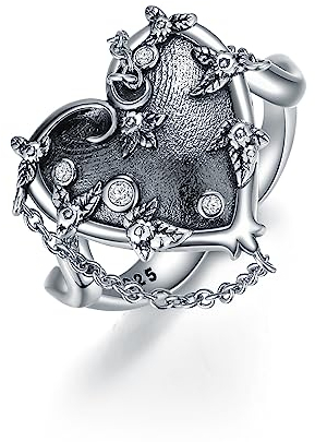 Hexen Herz Ringe Sterling Silber Gothic Schmuck Gothic Halloween Geschenke für Damen