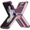 Micoden for Samsung Galaxy Z Flip 4 Samsung Z Flip 3 Hinge Protection Heavy Duty Shockproof Case with Built-in Stand Silicone PC Bumper Phone Cover for Samsung Z Flip 3/4 5G Pink