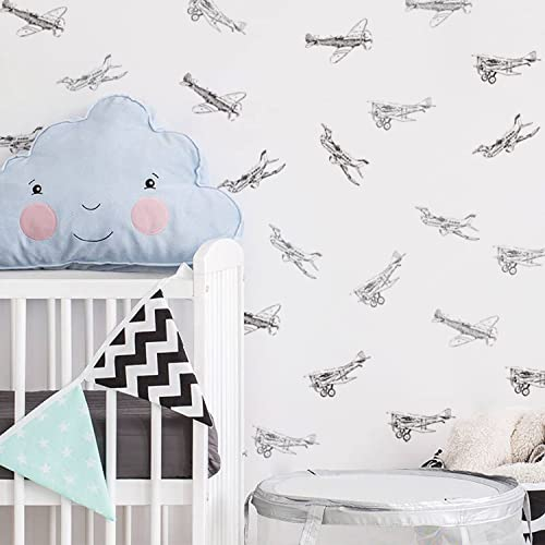 Neukids 30pcs Skizzieren-Flugzeuges Wandtattoo,Selbstklebende Wandaufkleber Kinderzimmer Deko,Viele Flugzeugs Wand Aufkleber Dekoration,Wandtattoo Kinderzimmer Junge Babyzimmer Schlafzimmer