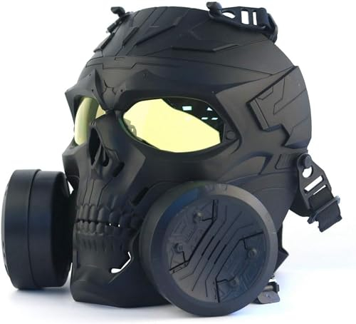 JOYASUS Paintball Maske, Taktische Vollgesicht Dummy Gasmaske, Schädel CS Maske mit doppeltem Turbo Fan für Cosplay, Halloween, Wargame, Maskerade