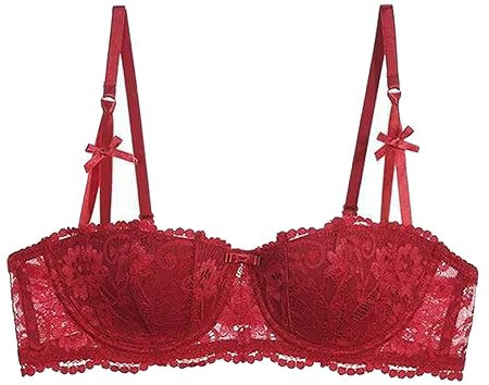 Sexy Lace Bralette for Women Half Cup Thin Brassiere Girls 1/2 Romantic Bridal Bra Push Up Spaghetti Straps Underwear Tops Red