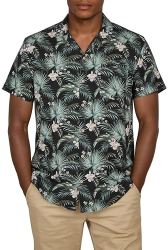 riverso Hawaii Hemd Männer Kurzarm RIVMick Regular Fit Hemd Sommerhemd | Hawaiihemd Brusttasche Blumen Grün Blau Schwarz S M L XL XXL 3XL 4XL 5XL