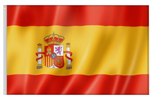 RISVOWO Bandera España, Bandera España Grande 90x150cm, Banderas de España con Agujeros de Latón, Bandera España Al Aire Libre para Interiores y Exteriores