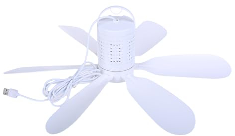 AGONEIR Mini ventilador de techo USB portátil, ventilador USB 5V1A, mini ventilador de techo colgante de 6 hojas para camping y viajes, ventilador de tienda de campaña, 5 V, 5 W, funcionamiento
