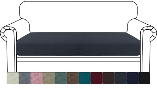 YSTELLAA Stretch Sitzkissenbezug, Sofa Sitzkissenbezug rutschfest, Elastischer Sofa Sitzkissenbezüge, Universal Sitzkissen Bezug Wohnzimmer, Sofaschoner, 2 Sitzer, Dunkelgrau