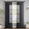 Woaboy Gardinen mit Kräuselband Fenster Voile Vorhänge Wohnzimmer Transparent Sheer Curtains Stores Gardine Schlafzimmer Modern Schlaufengardinen 2er Set 140x225cm (BxH) Schwarz