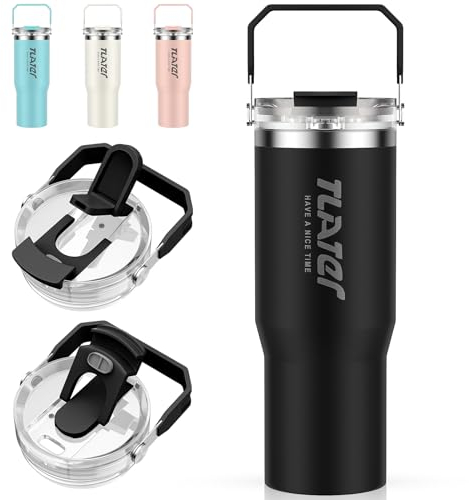 Tlater Tumbler con cannuccia e coperchio, 30 oz isolata Mug Travel Tumbler, 900 ml Travel Mug a doppia parete in acciaio inox vuoto Leak-Proof tazza tumbler per caldo e freddo