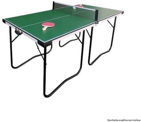 Sport1 Tischtennisplatte kompakt zusammenklappbar und platzsparend zusammenklappbar - Tischtennisplatte aus Stahl mit Tragegriff, Netz und Spanner 21 kg - für den regelmäßigen Gebrauch oder Training -