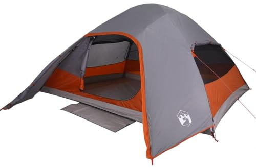 vidaXL Kuppelzelt, Campingzelt für 4 Personen Wasserdicht, Outdoor Zelt mit Abnehmbarem Überzelt Insektenschutz, Igluzelt Trekkingzelt Familienzelt, Orange