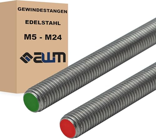 Gewindestangen Edelstahl VA2 / VA4 Bolzen Gewindestab Gewindebolzen DIN 976 Gewindestift - 1m (5, VA4 (316), M8)