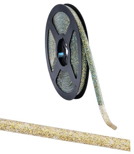 GORGECRAFT 6m*8mm Bande de Calfeutrage Auto-Adhésive Dorée pour Douche Baignoire Toilettes Bande de Garniture Décorative Ruban D'Étanchéité pour Coin de Salle de Bain Bord Mural