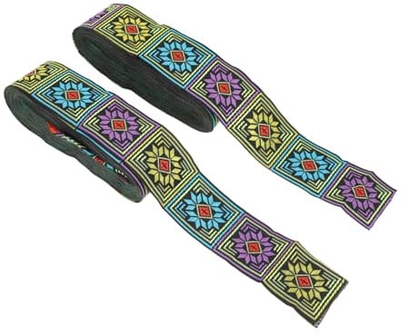 CORHAD 2 Rollen Jacquard Borte aus Polyesterseide Ethno Stil 4cm Breit Maschinenwaschbar und Formstabil für Hochzeitsverzierungen und Selbstgemacht Kleidungsstickerei