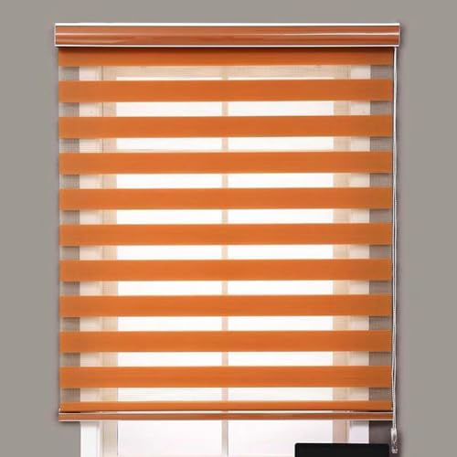 Blackout Zebra Roller Blind Day and Night Roller Blind Light Control Window Shade for Living Room Bedroom Office,Thermal Insulated Blackout Curtain (Orange,90x150cm)