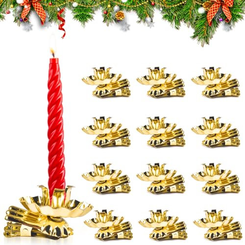 Mini Kerzenhalter für Weihnachtsbaum 30 Stück, Baumkerzenhalter Clip, Kerzenhalter Gold in Zapfenform mit Clip für Baumkerzen, Weihnachten, Hochzeit, Geburtstag Party Dekoration