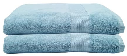 Maisonette Pure Badehandtuch Groß (90x150cm, 2er Pack) - 100% Baumwolle Blau Handtücher für Dusche, Sauna