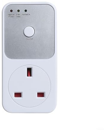 LVYXON 1 Outlet Portable Protector Power Strip, Electronic Voltage Protector, Automatic Refrigerator Voltage Protector Socket Switch Power Surge Protection(UK)
