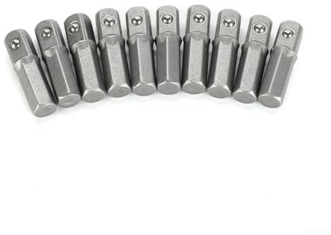 Besttoolifes 10-Piece Socket Adapter 1/4 Hex Shank To 1/4 Square Drive Converter 25Mm Long Chrome Vanadium Steel Socket Drill Bit Converter Screwdriver Drill Bit