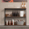 Wilitto Isla de cocina industrial, estante de marco de metal de 2 niveles, marrón, mesa de bar, estructura en forma de H, organizador resistente
