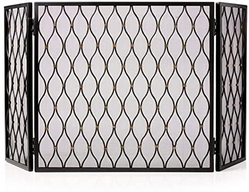 NZPOST Bildschirm Feuerschutz Herd Feuer Bildschirm Kamin Bildschirm Dekorative 3 Panel Schmiedeeisen Kamin Bildschirm, Hause Wohnzimmer Metall Dekor Mesh