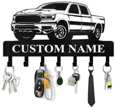 Ironglyh Personalized Key Rack Wall Mount - Custom Car Key Holder for Wall, Coat Rack Organizer, Jacket Holder, Coat Hooks Wall Decor for Garage Entryway Workshop Office, Gift for Car Lovers