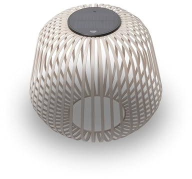 LUUK Studio Moderne LED Tischlampe, wiederaufladbarer Akku, IP65, kabellos & mobil für Balkon, Garten und Terrasse, warmweiße LEDs, dimmbares Stimmungslicht und Design Dekoration, Nomad Braun