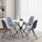 FurnitureR runder Esstisch mit 4 Stühlen, Satz von 4 Esszimmer Stühlen mit Küchentisch, Esszimmer Gruppe, Esszimmer, Tisch Set für Küche, Wohnzimmer, Balkon, Weiße Marmor-Schwarze+Grau-Drehbare