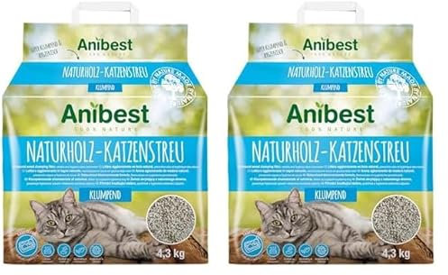 Anibest Katzenstreu, klumpendes Einstreu-Granulat für Katzen, 100% natürliche & geruchsbindende Streu, saugstarke & nachhaltige Klumpstreu fürs Katzenklo, leicht dosierbar, 4,3 kg/ 10 l