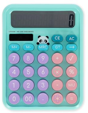 Legami - Table Calculator, Panda Theme, Dual Power Solar Calculator, AAA Battery (not included) or Solar Energy, 15.7 x 12 x 2.8 cm