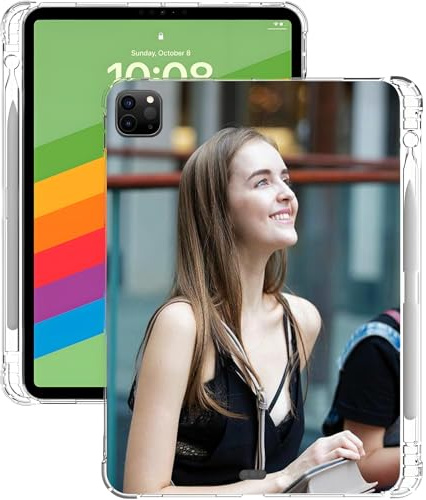 Kompatibel mit iPad Pro 27,9 cm (11 Zoll) Modell 2022/2021/2020/2018 (4. / 3. / 2. Generation), personalisierte Hülle mit Stifthalter, weiches TPU, transparent, schlank, stoßfest, Tablet-Hülle
