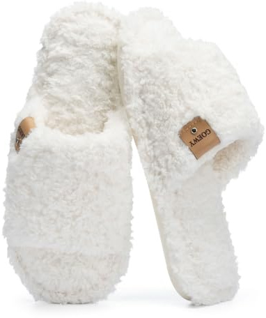 GOEWY Pantofole da Donna con Memory Foam – Morbide Ciabatte a Tacco Aperto, Suola Antiscivolo per Interno/Esterno, Super Soffici e Calde, Idea Regalo per Donne (Bianco 38/39)