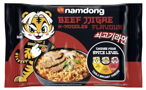 Namdong K-Noodles Beef Jjigae Flavour Instant Nudeln auf koreanische Art mit extra Chili-Gewürzmischung 120 g